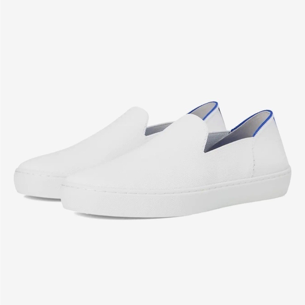 Rothys The Sneaker Bright White Slip On Sustainable Knit Shoes Womens 8.5